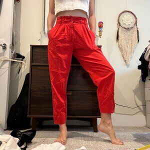 High Waisted Trousers Red